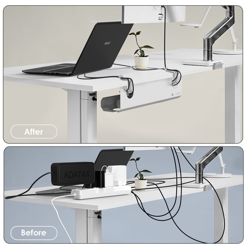 bounaspace cable management white withe clamp befor and after image