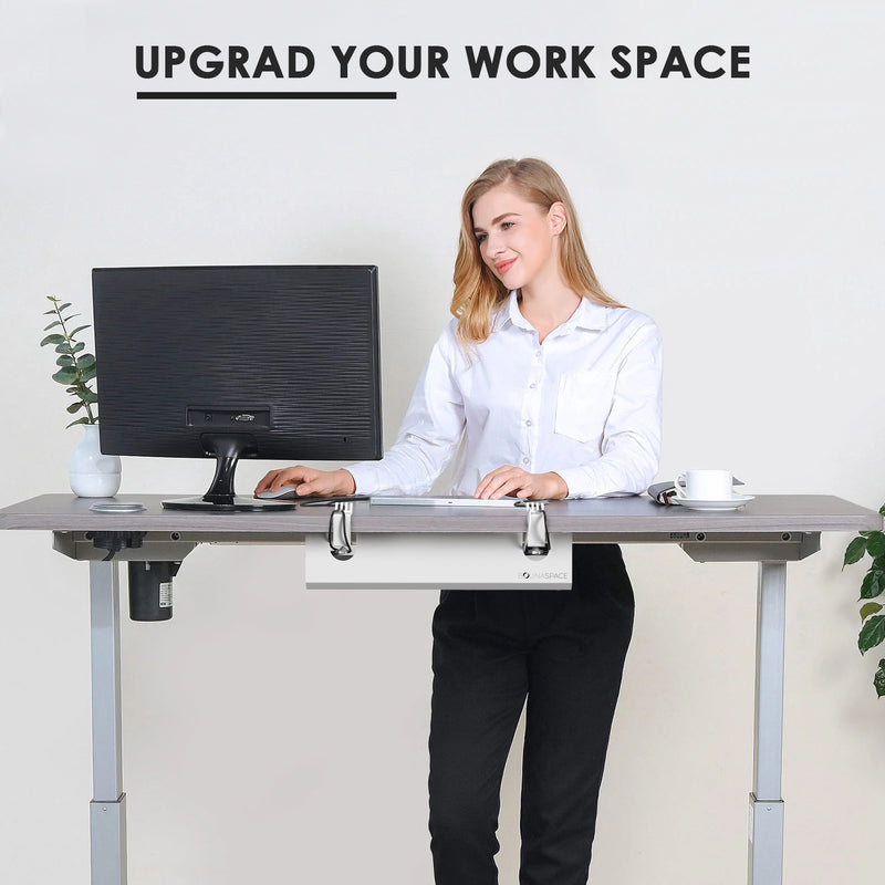 bounaspace cable management white withe clamp for standing desk and women image