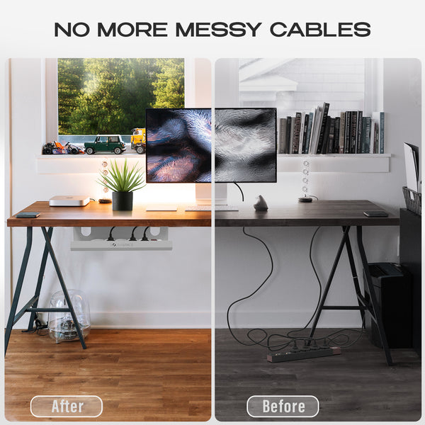 White Cable Management Tray for Under Desk